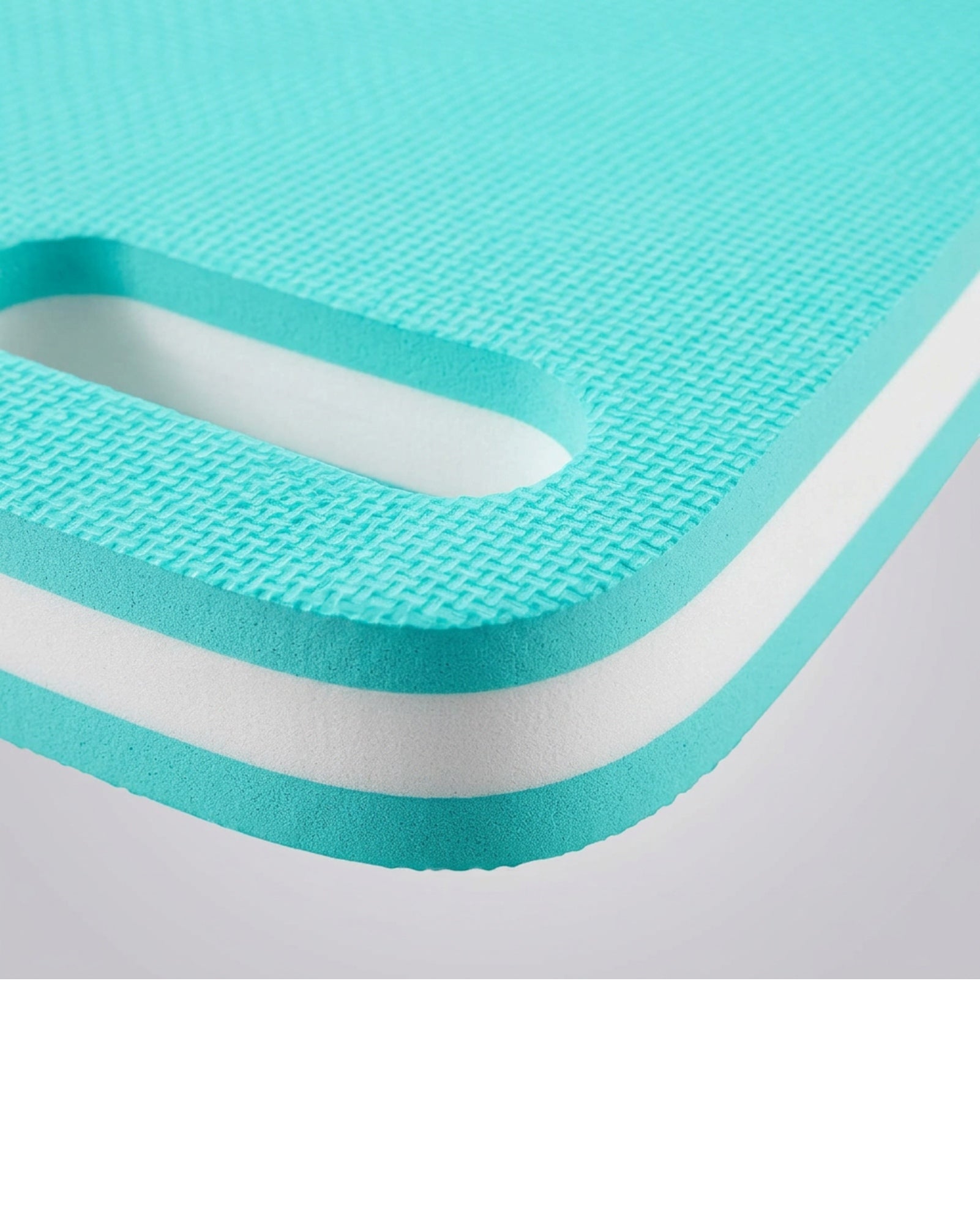 Wonm Long EVA Swimming Kickboard 50 x 28 cm with Hand Slot Aqua and White - Detail view
