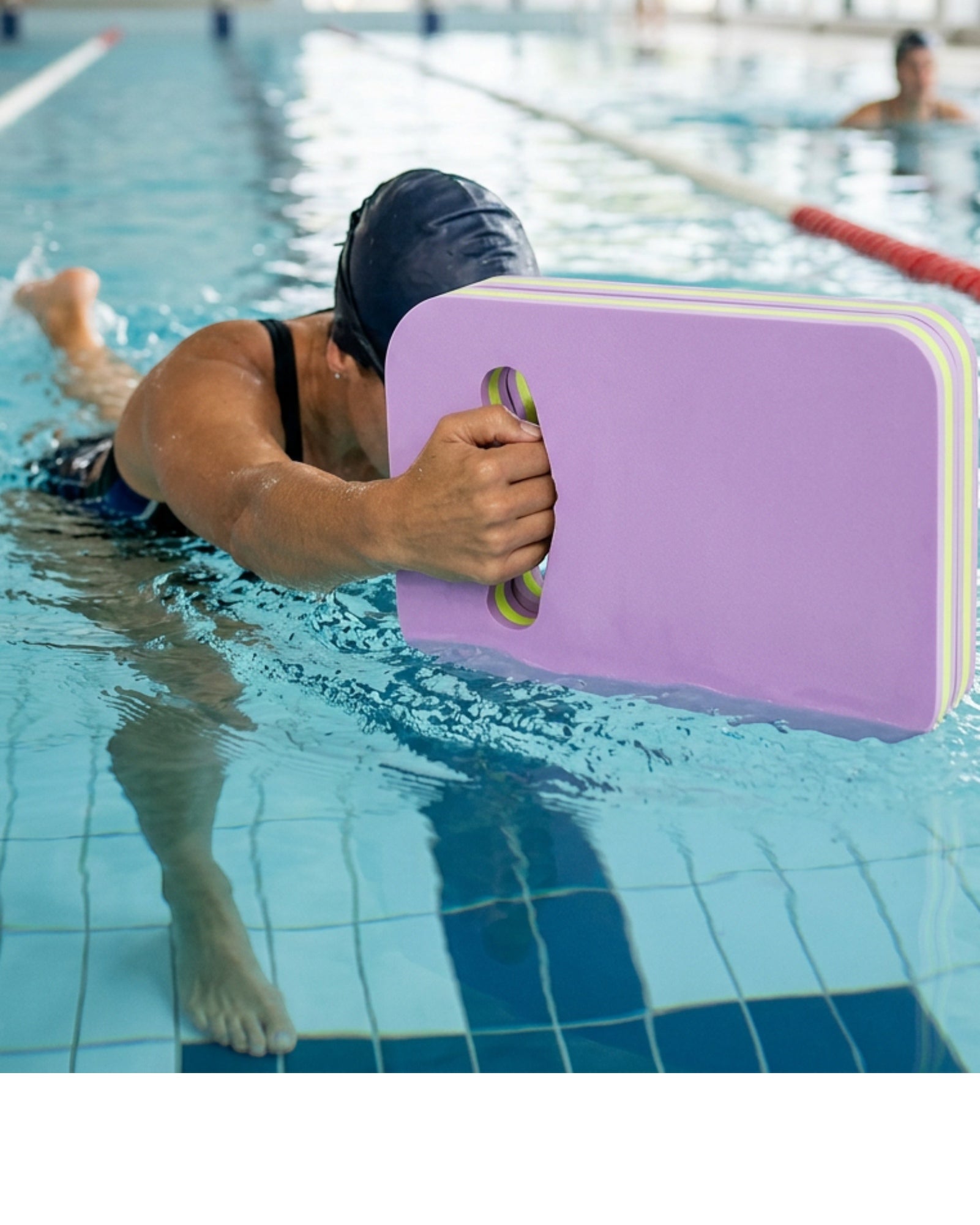 Wonm Twin-Grip EVA Swim Training Board 43 x 29 cm Lilac and Lime - Lifestyle view